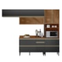 Cozinha Modulada Proença 4 Peças Balcão 120cm Nogueira Touch/Carbono Prime TX com Tampo em MDF - Demartêz
