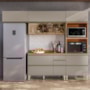 Cozinha Modulada Proença 4 Peças Balcão 120cm Nogueira Touch/Nude Prime TX com Tampo em MDF - Demartêz