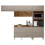 Cozinha Modulada Proença 4 Peças Balcão 120cm Nogueira Touch/Nude Prime TX com Tampo em MDF - Demartêz