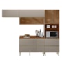Cozinha Modulada Proença 4 Peças Balcão 120cm Nogueira Touch/Nude Prime TX com Tampo em MDF - Demartêz