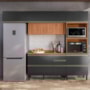 Cozinha Modulada Proença 4 Peças com Aéreo 120cm Ripado Nogueira Touch/Carbono Prime TX - Demartêz