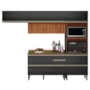 Cozinha Modulada Proença 4 Peças com Aéreo 120cm Ripado Nogueira Touch/Carbono Prime TX - Demartêz