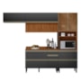 Cozinha Modulada Proença 4 Peças com Aéreo 120cm Ripado Nogueira Touch/Carbono Prime TX - Demartêz