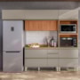 Cozinha Modulada Proença 4 Peças com Aéreo 120cm Ripado Nogueira Touch/Nude Prime TX - Demartêz