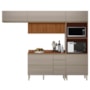 Cozinha Modulada Proença 4 Peças com Aéreo 120cm Ripado Nogueira Touch/Nude Prime TX - Demartêz