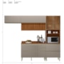 Cozinha Modulada Proença 4 Peças com Aéreo 120cm Ripado Nogueira Touch/Nude Prime TX - Demartêz