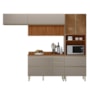 Cozinha Modulada Proença 4 Peças com Aéreo 120cm Ripado Nogueira Touch/Nude Prime TX - Demartêz