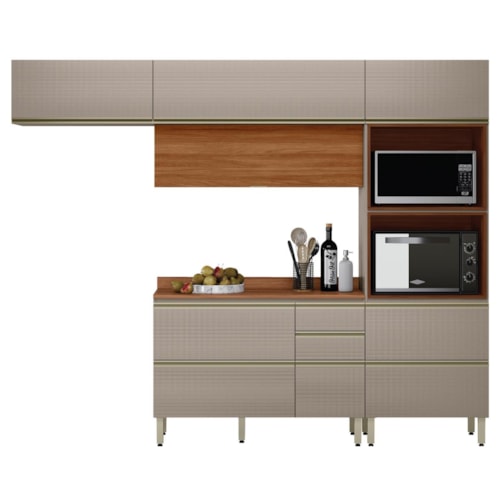 Cozinha Modulada Proença 4 Peças com Torre Quente 2 Fornos Nogueira Touch/Nude Prime TX - Demartêz
