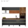 Cozinha Modulada Proença 5 Peças com Aéreo 120cm Ripado Nogueira Touch/Carbono Prime TX - Demartêz