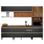 Cozinha Modulada Proença 5 Peças com Aéreo 120cm Ripado Nogueira Touch/Carbono Prime TX - Demartêz