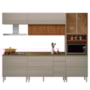 Cozinha Modulada Proença 5 Peças com Aéreo 120cm Ripado Nogueira Touch/Nude Prime TX - Demartêz