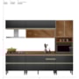 Cozinha Modulada Proença 5 Peças com Aéreo 80cm Nogueira Touch/Carbono Prime TX - Demartêz 