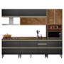 Cozinha Modulada Proença 5 Peças com Aéreo 80cm Nogueira Touch/Carbono Prime TX - Demartêz 