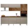 Cozinha Modulada Proença 5 Peças com Aéreo 80cm Nogueira Touch/Nude Prime TX - Demartêz