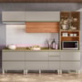 Cozinha Modulada Proença 5 Peças com Paneleiro 1 Forno Nogueira Touch/Nude Prime TX - Demartêz