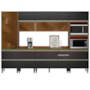 Cozinha Modulada Proença 6 Peças com Cristaleira e Aéreo 120cm Nogueira Touch/Carbono Prime TX - Demartêz