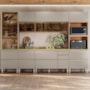 Cozinha Modulada Proença 6 Peças com Cristaleira e Aéreo 120cm Nogueira Touch/Nude Prime TX - Demartêz