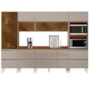 Cozinha Modulada Proença 6 Peças com Cristaleira e Aéreo 120cm Nogueira Touch/Nude Prime TX - Demartêz 