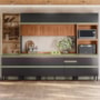 Cozinha Modulada Proença 6 Peças com Cristaleira e Aéreo 120cm Ripado Nogueira Touch/Carbono Prime TX - Demartêz