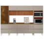 Cozinha Modulada Proença 6 Peças com Cristaleira e Aéreo 120cm Ripado Nogueira Touch/Nude Prime TX - Demartêz 