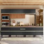 Cozinha Modulada Proença 6 Peças com Cristaleira e Balcão 120cm Nogueira Touch/Carbono Prime TX - Demartêz