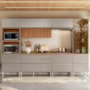 Cozinha Modulada Proença 6 Peças com Cristaleira e Balcão 120cm Nogueira Touch/Nude Prime TX - Demartêz