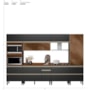 Cozinha Modulada Proença 6 Peças com Cristaleira e Balcão 80cm Nogueira Touch/Carbono Prime TX - Demartêz 