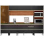 Cozinha Modulada Proença 6 Peças com Cristaleira Nogueira Touch/Carbono Prime TX - Demartêz