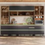Cozinha Modulada Proença 6 Peças com Paneleiro 1 Forno e Aéreo 120cm Nogueira Touch/Carbono Prime TX - Demartêz