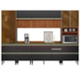 Cozinha Modulada Proença 6 Peças com Paneleiro 1 Forno e Aéreo 120cm Ripado Nogueira Touch/Carbono Prime TX - Demartêz 