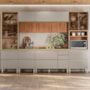 Cozinha Modulada Proença 6 Peças com Paneleiro 1 Forno e Aéreo 120cm Ripado Nogueira Touch/Nude Prime TX - Demartêz