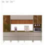 Cozinha Modulada Proença 6 Peças com Paneleiro 1 Forno e Aéreo 120cm Ripado Nogueira Touch/Nude Prime TX - Demartêz