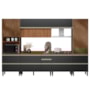 Cozinha Modulada Proença 6 Peças com Paneleiro 1 Forno e Balcão 120cm Nogueira Touch/Carbono Prime TX - Demartêz