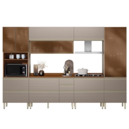 Cozinha Modulada Proença 6 Peças com Paneleiro 1 Forno e Balcão 80cm Nogueira Touch/Nude Prime TX - Demartêz 