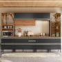 Cozinha Modulada Proença 6 Peças com Paneleiro 1 Forno e Cristaleira Nogueira Touch/Carbono Prime TX - Demartêz
