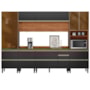 Cozinha Modulada Proença 6 Peças com Paneleiro 1 Forno Nogueira Touch/Carbono Prime TX - Demartêz