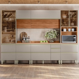 Cozinha Modulada Proença 6 Peças com Paneleiro 1 Forno Nogueira Touch/Nude Prime TX - Demartêz