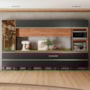 Cozinha Modulada Proença 8 Peças com Cristaleira Nogueira Touch/Carbono Prime TX - Demartêz