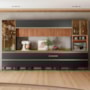 Cozinha Modulada Proença 8 Peças com Paneleiro 1 Forno e Balcão 120cm Nogueira Touch/Carbono Prime TX - Demartêz