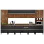 Cozinha Modulada Proença 8 Peças com Paneleiro 1 Forno e Balcão 120cm Nogueira Touch/Carbono Prime TX - Demartêz