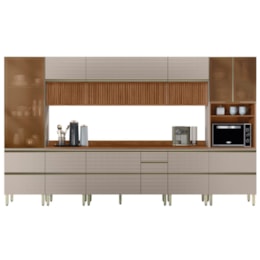 Cozinha Modulada Proença 8 Peças com Paneleiro 1 Forno e Balcão 120cm Nogueira Touch/Nude Prime TX - Demartêz 