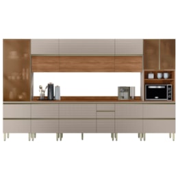 Cozinha Modulada Proença 8 Peças com Paneleiro 1 Forno Nogueira Touch/Nude Prime TX - Demartêz