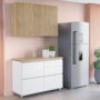 Cozinha Modulada Rainha 2 Peças 120cm com Balcão e Armário Aéreo Branco/Nature - Nesher