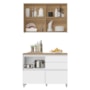Cozinha Modulada Rainha 2 Peças 120cm com Balcão e Armário Aéreo Branco/Nature - Nesher