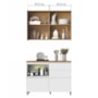 Cozinha Modulada Rainha 2 Peças 120cm com Balcão e Armário Aéreo Branco/Nature - Nesher