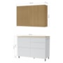 Cozinha Modulada Rainha 2 Peças 120cm com Balcão e Armário Aéreo Branco/Nature - Nesher