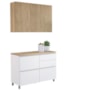 Cozinha Modulada Rainha 2 Peças 120cm com Balcão e Armário Aéreo Branco/Nature - Nesher