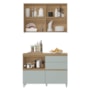 Cozinha Modulada Rainha 2 Peças 120cm com Balcão e Armário Aéreo Nature/Verde - Nesher 