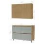 Cozinha Modulada Rainha 2 Peças 120cm com Balcão e Armário Aéreo Nature/Verde - Nesher 