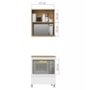 Cozinha Modulada Rainha 2 Peças 70cm com Balcão de Forno e Armário Aéreo Micro-ondas Branco/Nature - Nesher